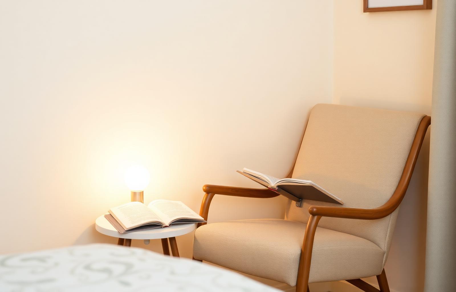 Quiet bedroom with morning light and a reading chair